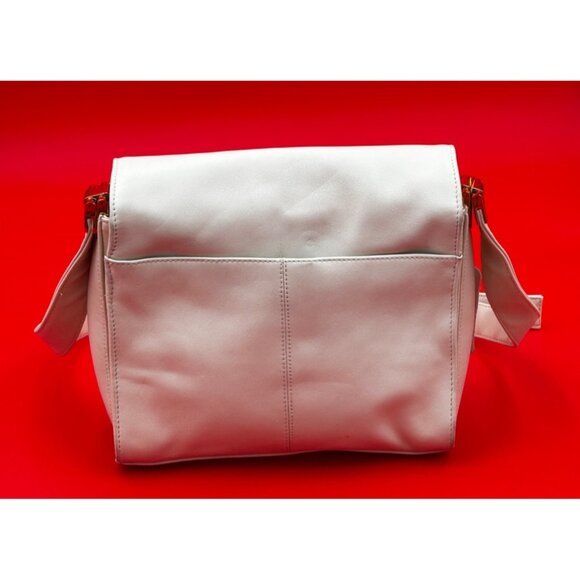 Worthington Crossbody Shoulder Bag Ivory Leather Trim Dual Zip Compartments - Picture 2 of 16